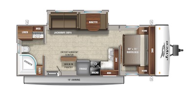 Jayco's 2021 Jay Feather 25RB floorplan