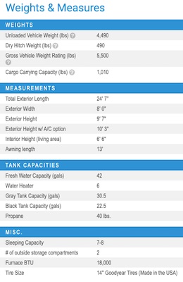 Jayco's 2021 Jay Feather X23B specs