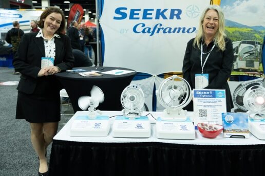Picture of SEEKR by Caframo's booth at the 2023 NTP-Stag distribution show in Denver, CO.