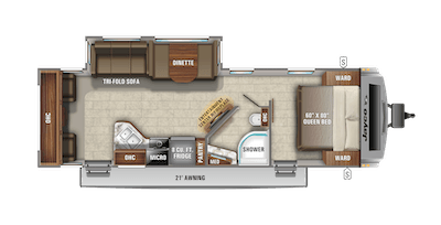 Jayco's 2021 White Hawk 28RL floorplan 