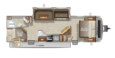 Jayco's 2021 White Hawk 29BH floorplan 