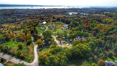 A drone picture of the Happy Green Acres Campground, which was recently bought by Leisure Days RV