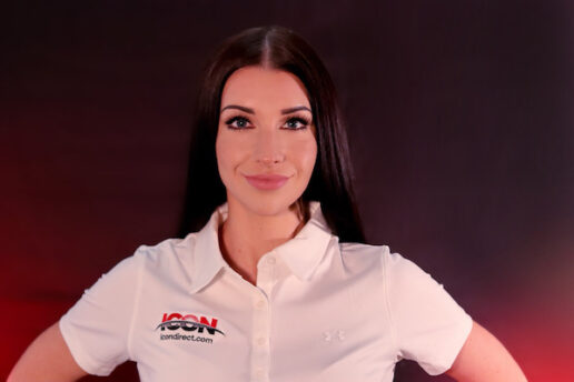 A picture of NASCAR driver Amber Balcaen who will be primarily sponsored by Icon Technologies in 2022.