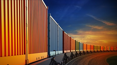 A picture of containers on a train