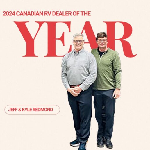 A picture of Jeff and Kyle Redmond, 2024 Canadian RV Dealer of the Year.