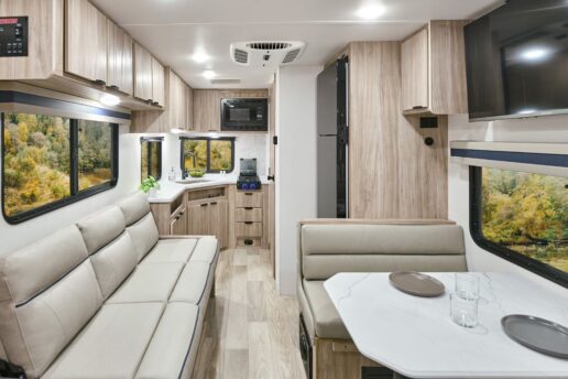 A picture of Winnebago's Access 18RK travel trailer interior.