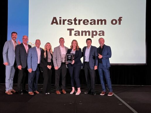 A picture of the Airstream of Tampa team at Airstream's awards dinner at Caesar's Palace in Las Vegas.