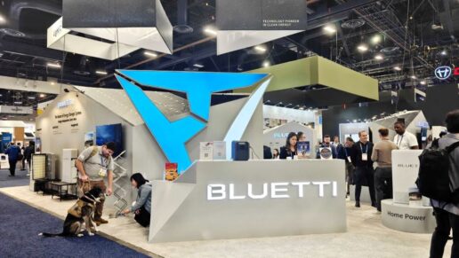 A picture of Bluetti's booth at the 2025 Consumer Electronics Show in Las Vegas.