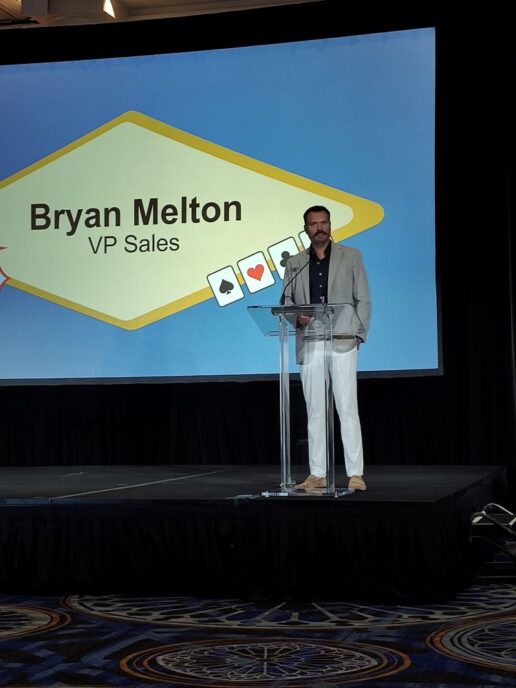 A picture of Airstream Vice President of Sales Bryan Melton at the 2024 Airstream dealer meeting at Caesar's Palace in Las Vegas.