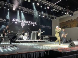 A picture of Collective Soul performing at Grand Design's dealer event during 2024 Elkhart Extravaganza.