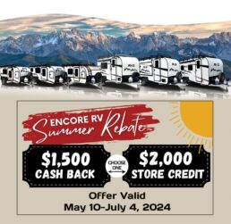 A picture of Encore RV's rebate program graphic.