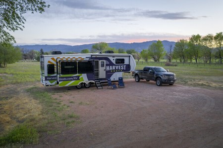 A picture of the Harvest Hosts RV for its chief retirement officer.