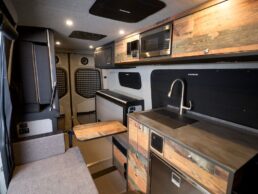 A picture of the interior of Outside Van's Syncline Type B motorhome.