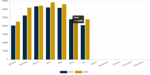 A picture of the July 2024 monthly shipments graphic.