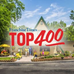 A picture of a graphic for KOA's Franchise Times Top 400 ranking.