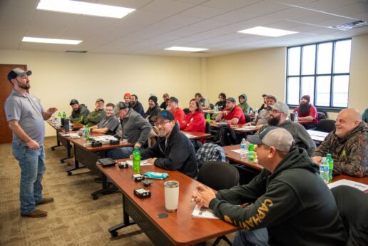 A picture of Lippert trainer Jeremy Fox teaches RV technicians on Lippert products at Keller Marine & RV's tech training.