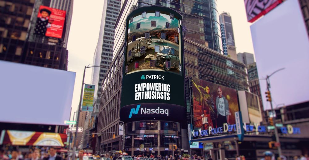 A picture of Patrick Industries' image on Nasdaq's screen in New York City.