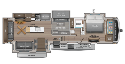 A picture of the North Point 377RLBH floorplan.