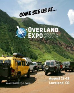 A picture of the Overland Expo Mountain West 2024 graphic.