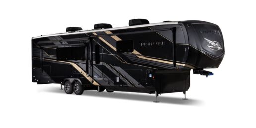 A picture of the Pinnacle's Midnight Gold paint on the 38FBRK floorplan.