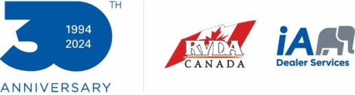 A picture of RVDA of Canada and iA Dealer Services 30th Anniversary logo.