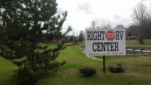 A picture of a Right Stop RV Center sign.