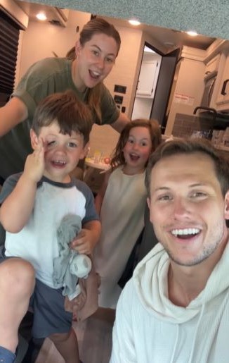 A picture of Shawn Johnson and her family on their Go RVing trip.