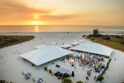 A picture of the beach view from the Sheraton Sand Key Resort in Clearwater, Florida.