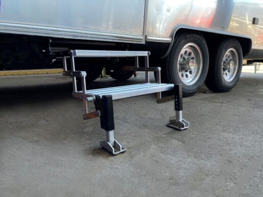 A picture of Torklift's Airstream-specific GlowStep Revolution replacement steps.
