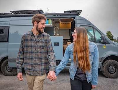 A picture of Grayson and Harrison, a vanlife influencer duo whose series with Harvest Hosts will be sponsored by Lippert