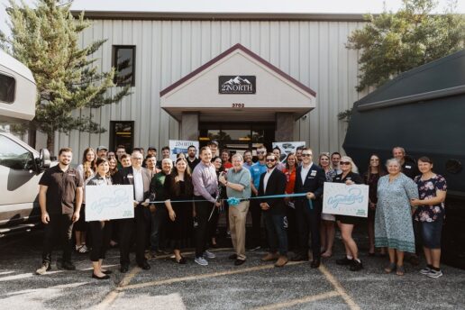 A picture of 27North employees and local business leaders gathered for a ribbon-cutting at the company's Missouri plant.