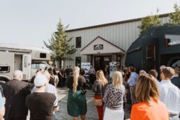 A picture of 27North employees and local business leaders gathered for a ribbon-cutting at the company's Missouri plant.