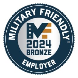 A picture of the badge designating Rev Group as a military friendly employer for 2024.