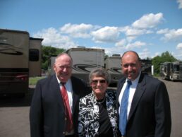 A picture of Long View RV founder Fran Roberts, Shirley Roberts and Frank Roberts.