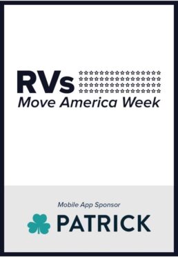 A picture of the homepage of RVIA's mobile app for RVs Move America Week.