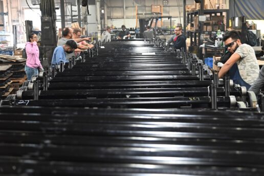 Lippert employees build axles from the supplier's plant in northern Indiana.