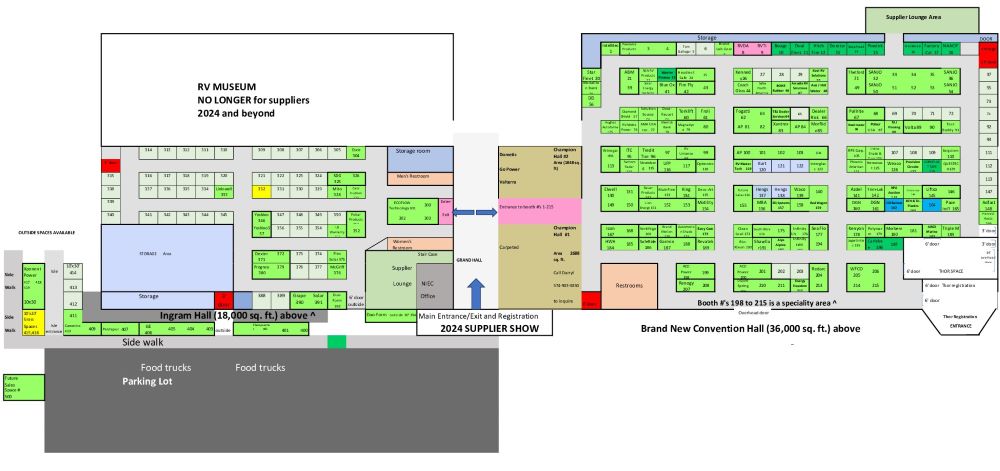 A picture of the 2024 RV/MH Hall of Fame Supplier's Show exhibit layout. 