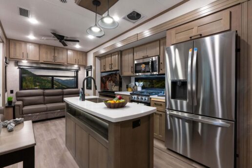 A picture of the KZ Durango Gold kitchen.