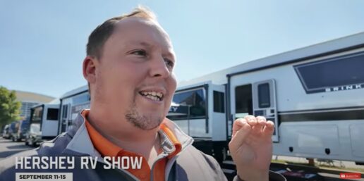 A screenshot from Matt's RV Reviews talking to viewers from the opening of the Hershey America's Largest RV Show on Sept. 11, 2024.