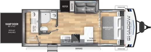 A picture of the floorplan of the Shadow Cruiser 240PD