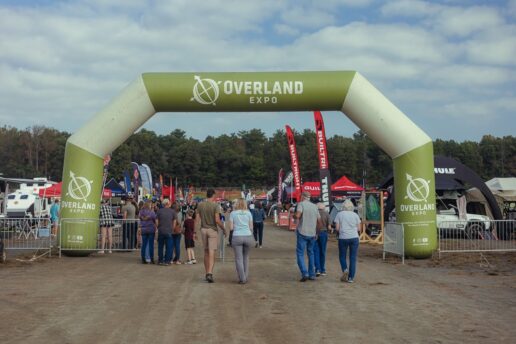 A picture of attendees entering the Overland Expo East event in Virginia.