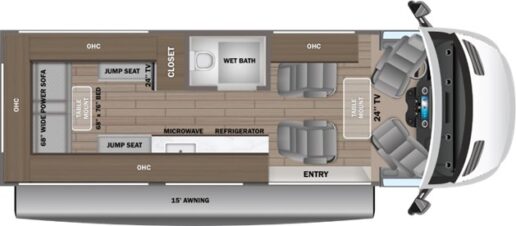 A picture of the floorplan for the 2026 Entegra Coach Insignia 24B Type B motorhome.