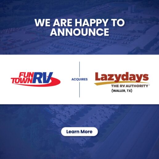 A picture of the Fun Town RV-Lazydays RV acquisition graphic.