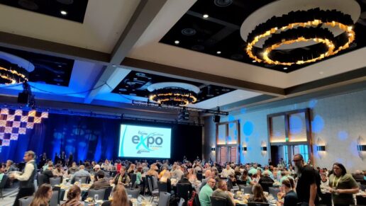 A picture of the attendees sitting in the main dining room at the 2025 NTP-Stag Expo in Aurora, Colorado.