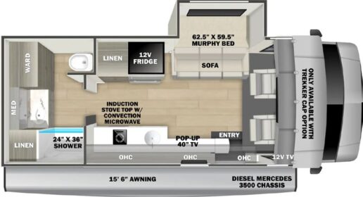 A picture of the floorplan of the 2025 Forest River Sunseeker 240M Type B motorhome.