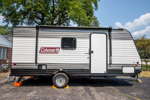A picture of a Coleman travel trailer
