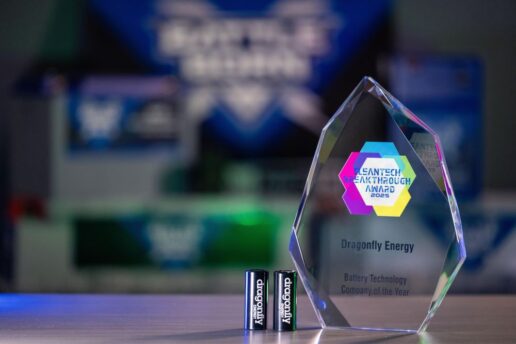 A picture of Dragonfly Energy CleanTech Breakthrough Award for 2025 Battery Technology Company of the Year.